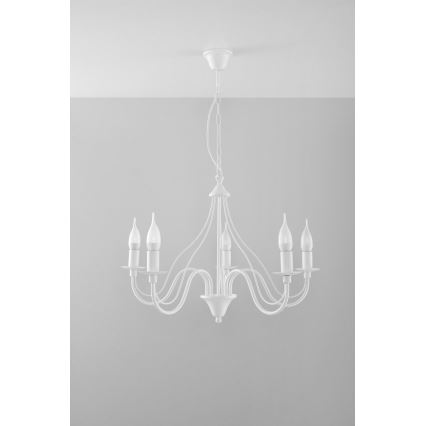 Luster na lancu MINERWA 5 5xE14/40W/230V bela