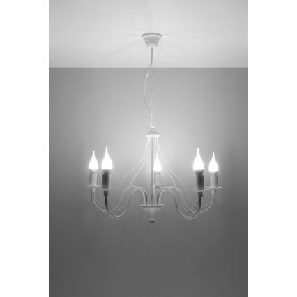 Luster na lancu MINERWA 5 5xE14/40W/230V bela