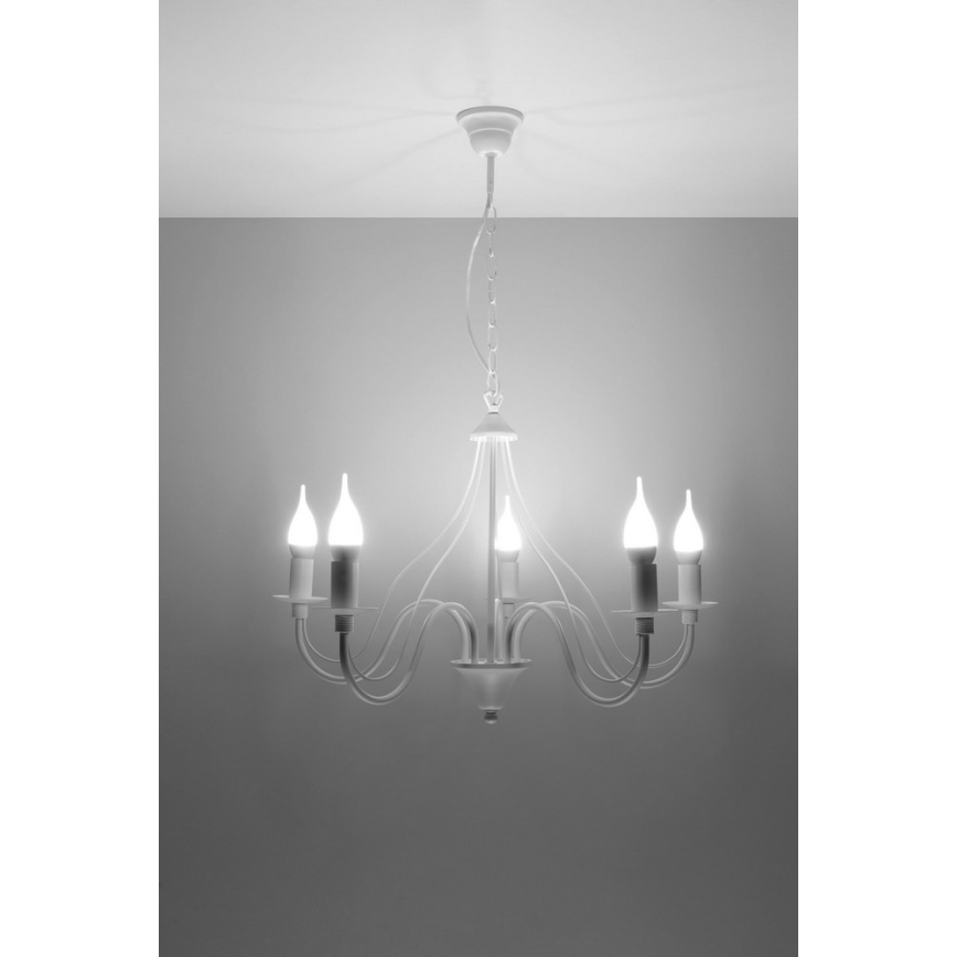 Luster na lancu MINERWA 5 5xE14/40W/230V bela