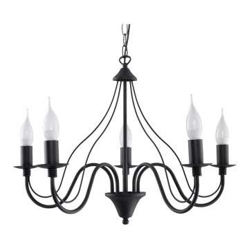 Luster na lancu MINERWA 5 5xE14/40W/230V crno