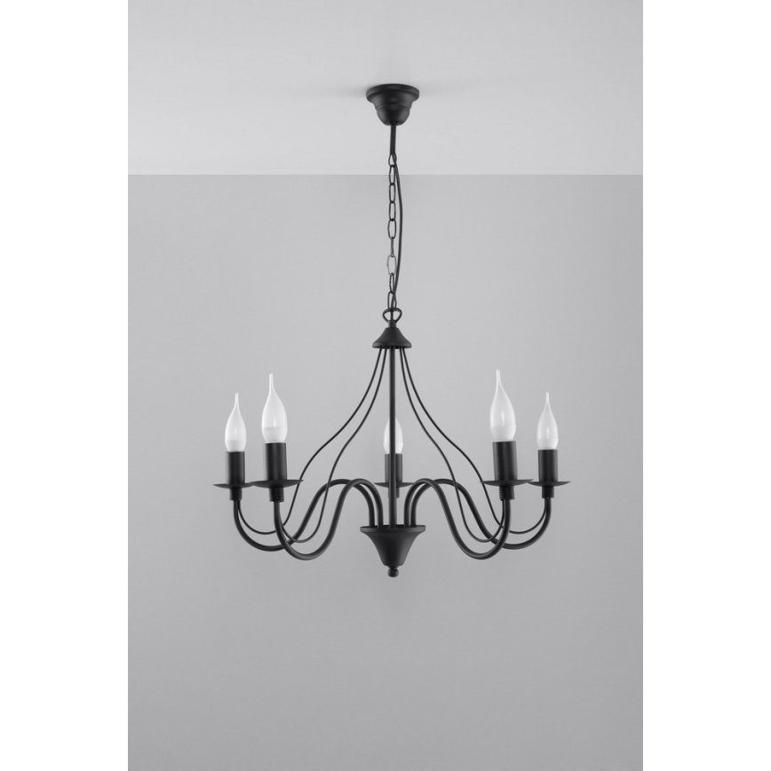 Luster na lancu MINERWA 5 5xE14/40W/230V crno