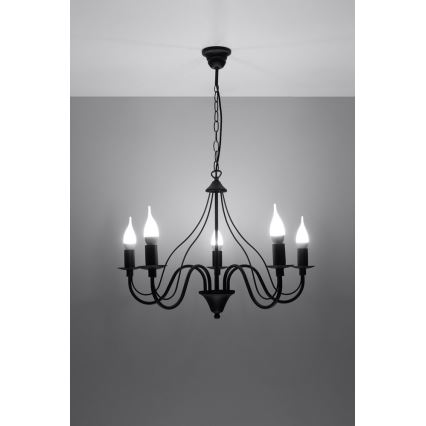 Luster na lancu MINERWA 5 5xE14/40W/230V crno