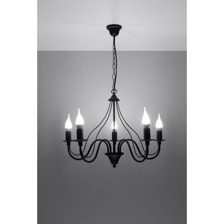 Luster na lancu MINERWA 5 5xE14/40W/230V crno