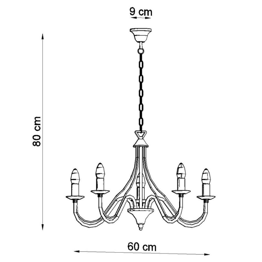 Luster na lancu MINERWA 5 5xE14/40W/230V crno
