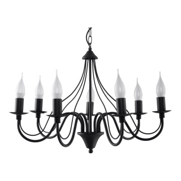 Luster na lancu MINERWA 7 7xE14/40W/230V crno