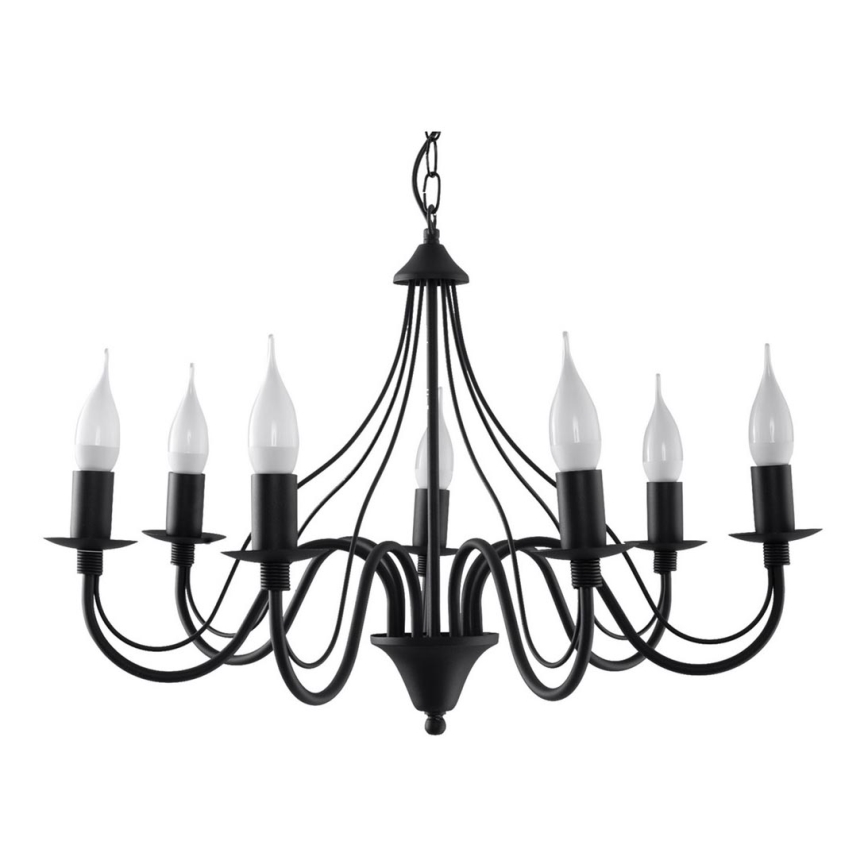 Luster na lancu MINERWA 7 7xE14/40W/230V crno