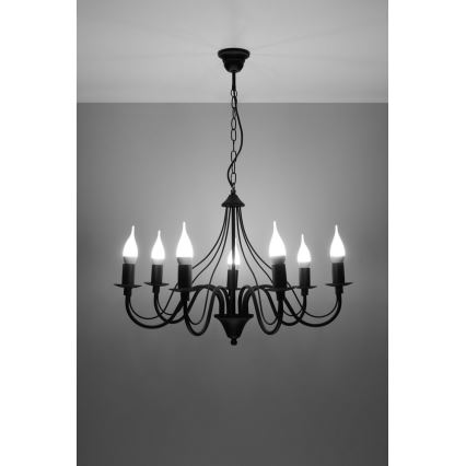 Luster na lancu MINERWA 7 7xE14/40W/230V crno