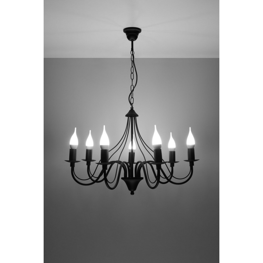 Luster na lancu MINERWA 7 7xE14/40W/230V crno