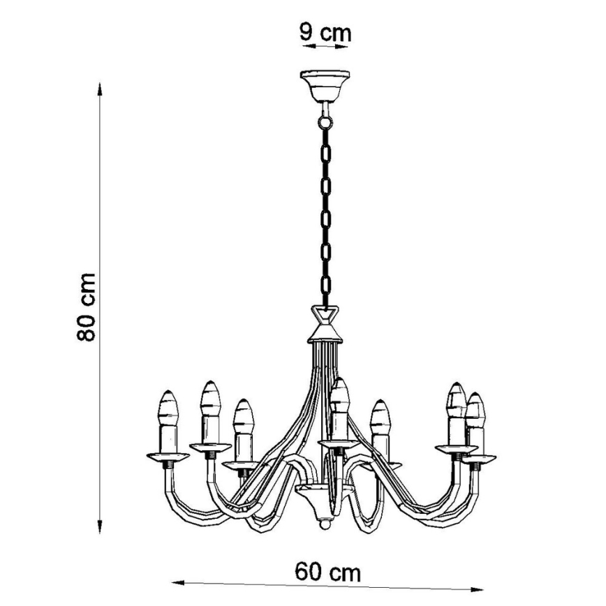 Luster na lancu MINERWA 7 7xE14/40W/230V crno