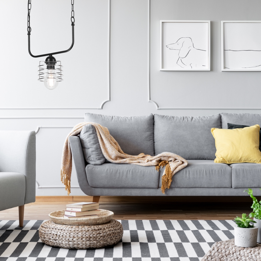 Luster na lancu MORGAN 1xE27/60W/230V crna/hrom