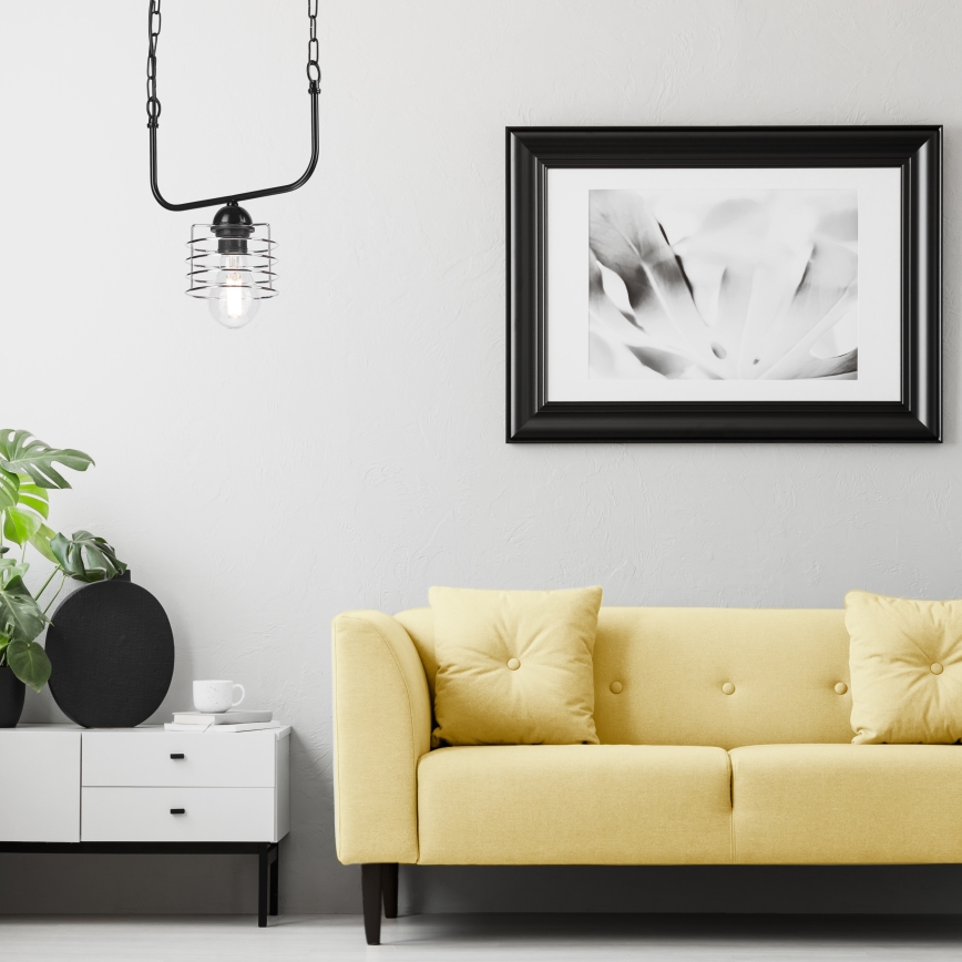 Luster na lancu MORGAN 1xE27/60W/230V crna/hrom