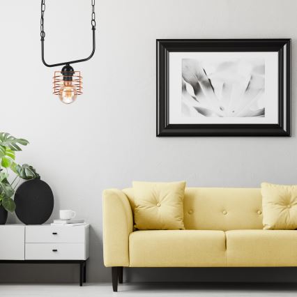 Luster na lancu MORGAN 1xE27/60W/230V crni/bakreni