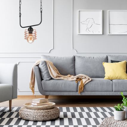 Luster na lancu MORGAN 1xE27/60W/230V crni/bakreni