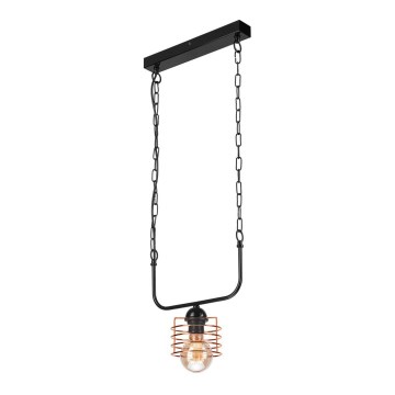 Luster na lancu MORGAN 1xE27/60W/230V crno/bakrena