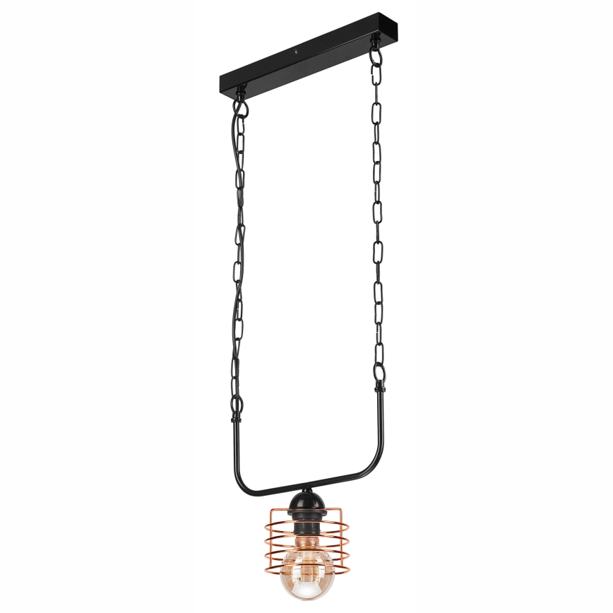 Luster na lancu MORGAN 1xE27/60W/230V crno/bakrena