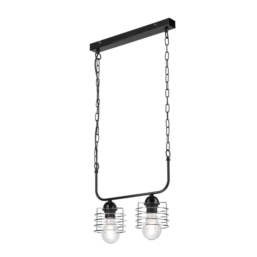 Luster na lancu MORGAN 2xE27/60W/230V crna/hrom