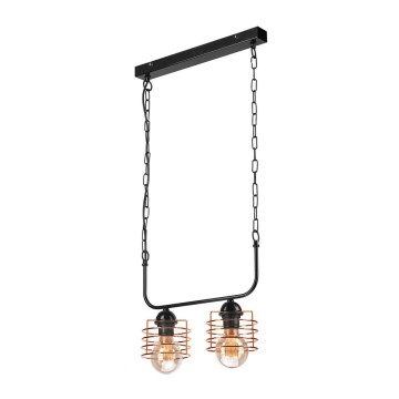 Luster na lancu MORGAN 2xE27/60W/230V crno/bakrena
