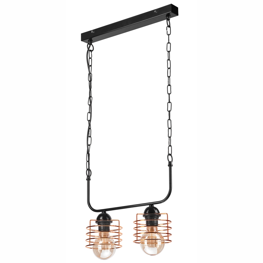 Luster na lancu MORGAN 2xE27/60W/230V crno/bakrena