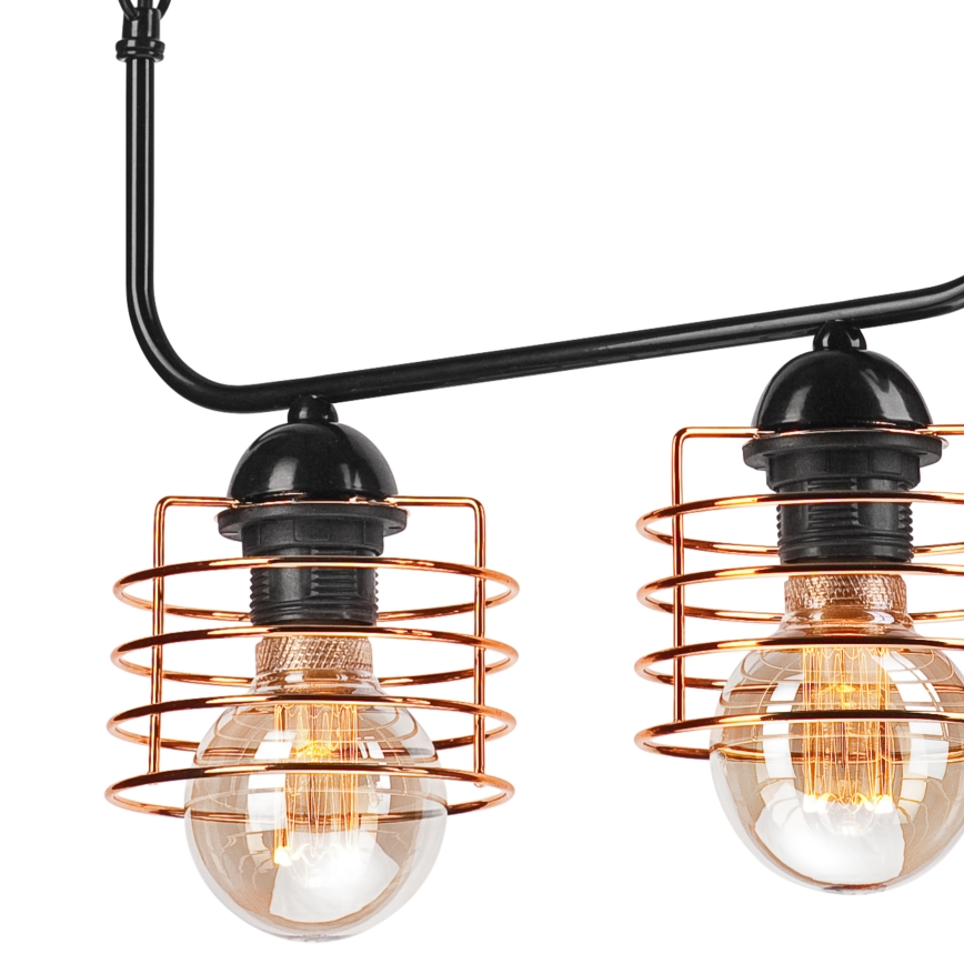Luster na lancu MORGAN 2xE27/60W/230V crno/bakrena