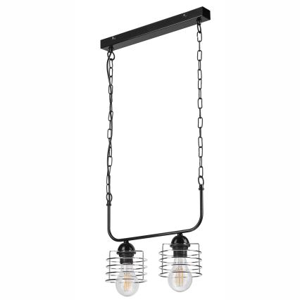 Luster na lancu MORGAN 2xE27/60W/230V crno/krom
