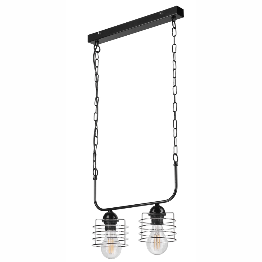 Luster na lancu MORGAN 2xE27/60W/230V crno/krom