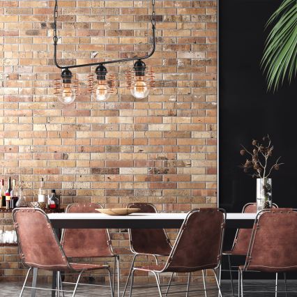 Luster na lancu MORGAN 3xE27/60W/230V crna/bakarna