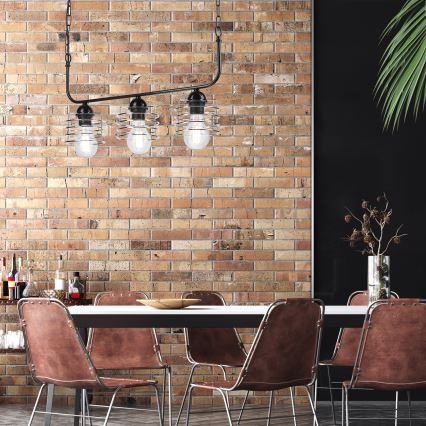 Luster na lancu MORGAN 3xE27/60W/230V crna/hrom