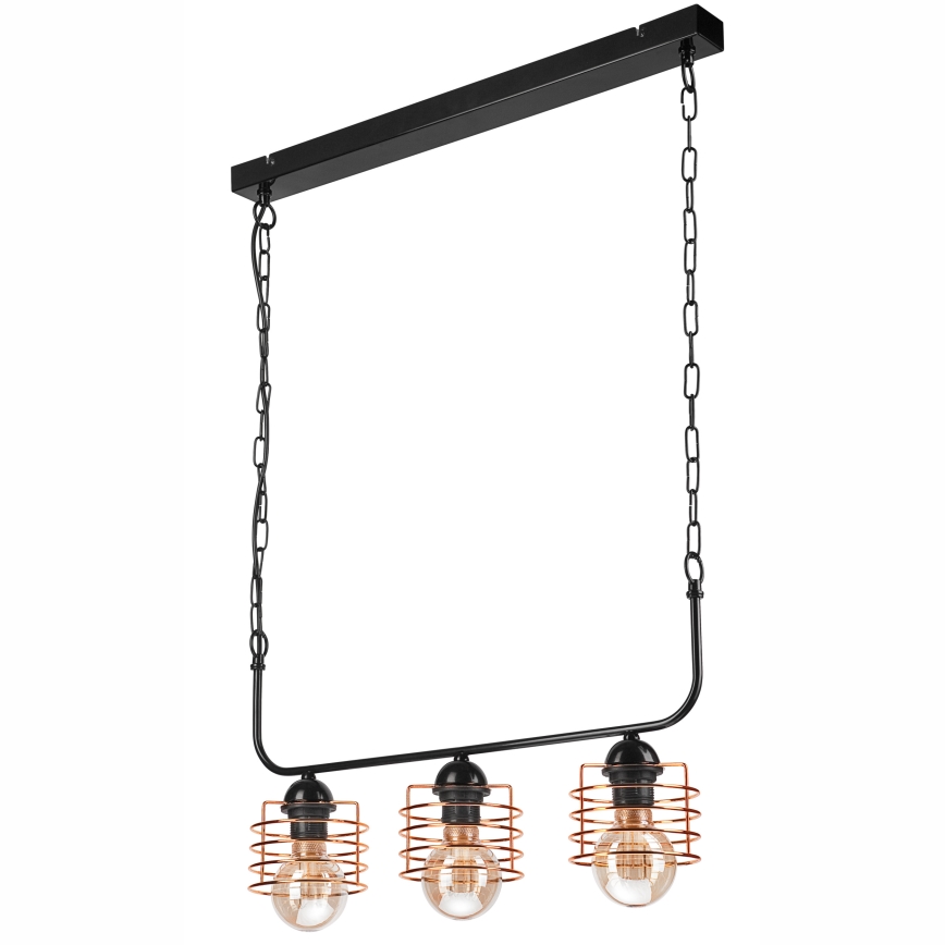 Luster na lancu MORGAN 3xE27/60W/230V crno/bakrena