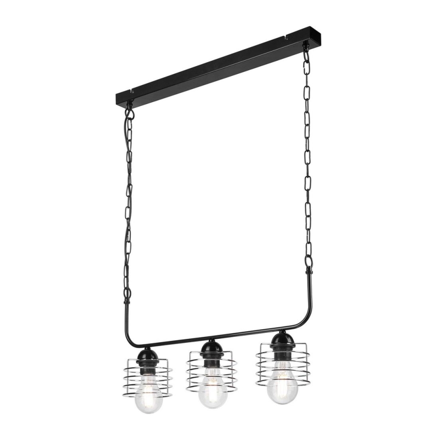 Luster na lancu MORGAN 3xE27/60W/230V crno/krom