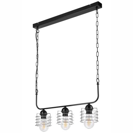 Luster na lancu MORGAN 3xE27/60W/230V crno/krom