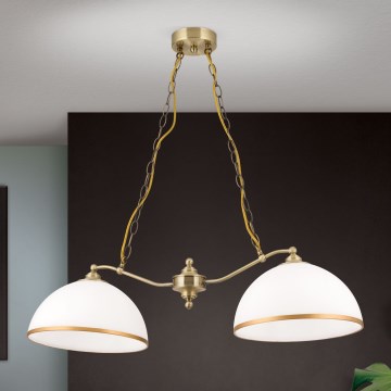 Luster na lancu OLD LAMP 2xE27/40W/230V bela/mesing