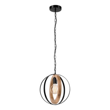 Luster na lancu ONDA 1xE27/15W/230V crno/hrast
