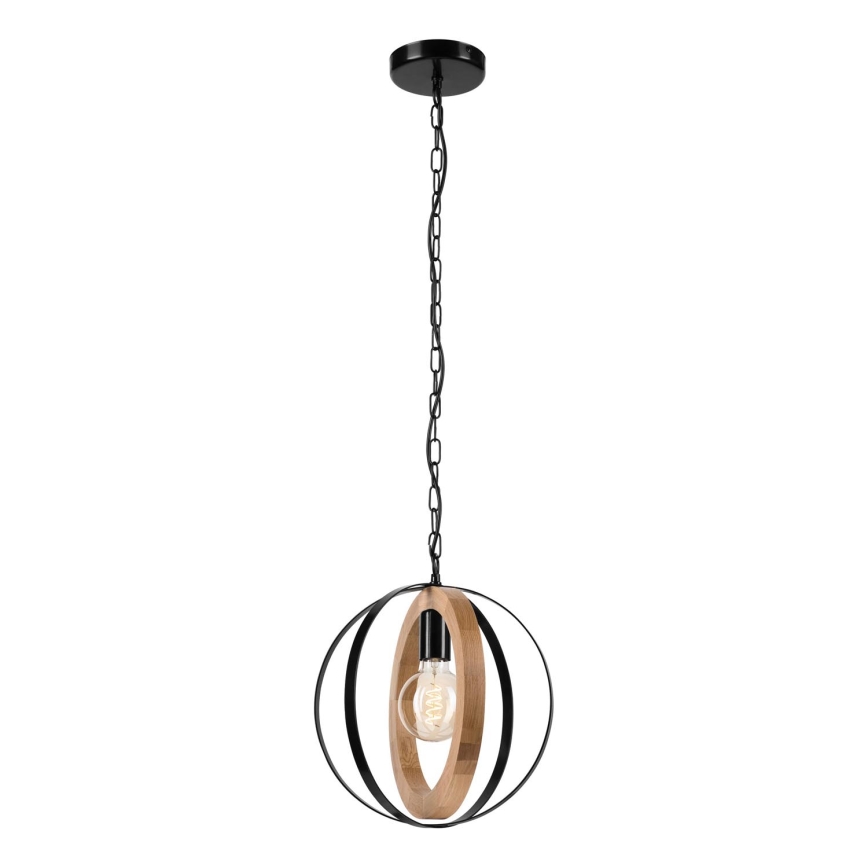 Luster na lancu ONDA 1xE27/15W/230V crno/hrast