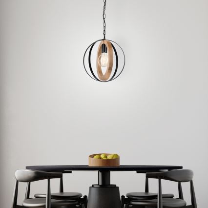 Luster na lancu ONDA 1xE27/15W/230V crno/hrast