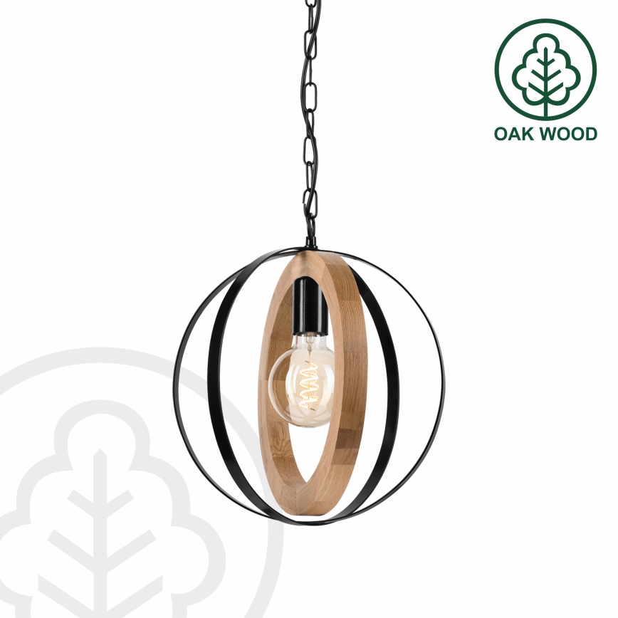 Luster na lancu ONDA 1xE27/15W/230V crno/hrast
