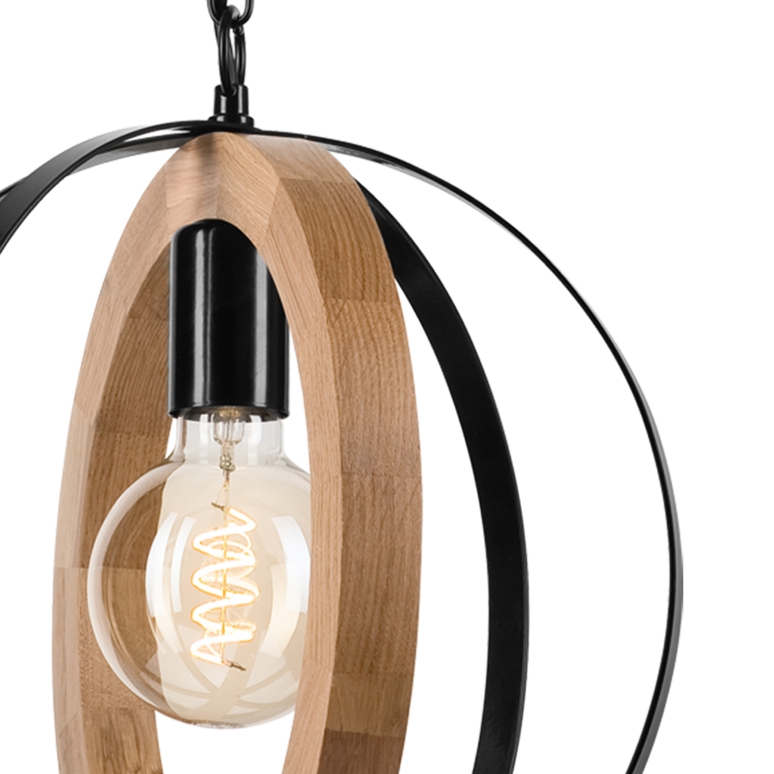 Luster na lancu ONDA 1xE27/15W/230V crno/hrast