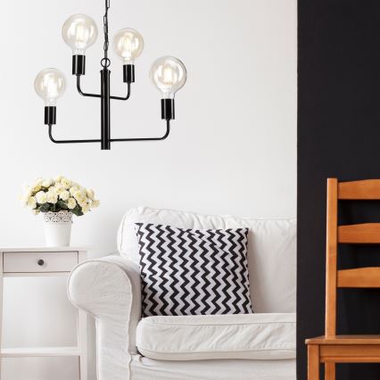 Luster na lancu ORLANDO 4xE27/60W/230V crno