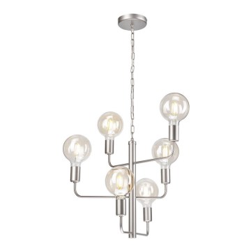 Luster na lancu ORLANDO 6xE27/60W/230V srebrno