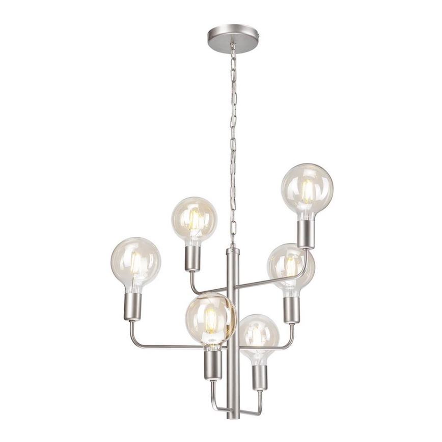 Luster na lancu ORLANDO 6xE27/60W/230V srebrno