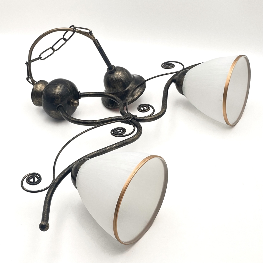 Luster na lancu RETRO 2xE27/60W/230V bronzana/patina