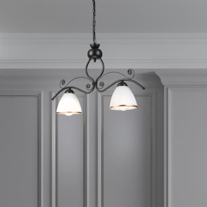 Luster na lancu RETRO 2xE27/60W/230V crno