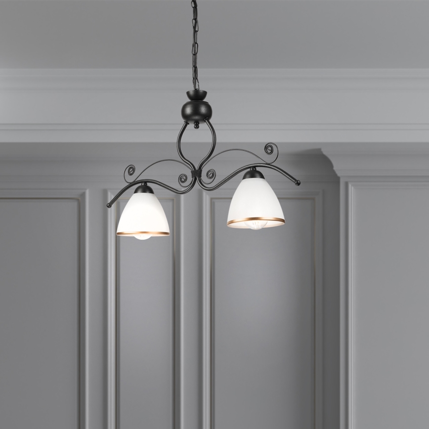 Luster na lancu RETRO 2xE27/60W/230V crno