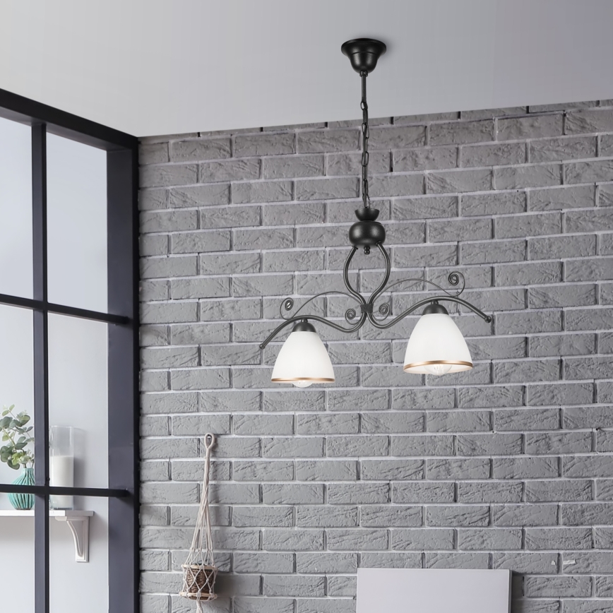 Luster na lancu RETRO 2xE27/60W/230V crno