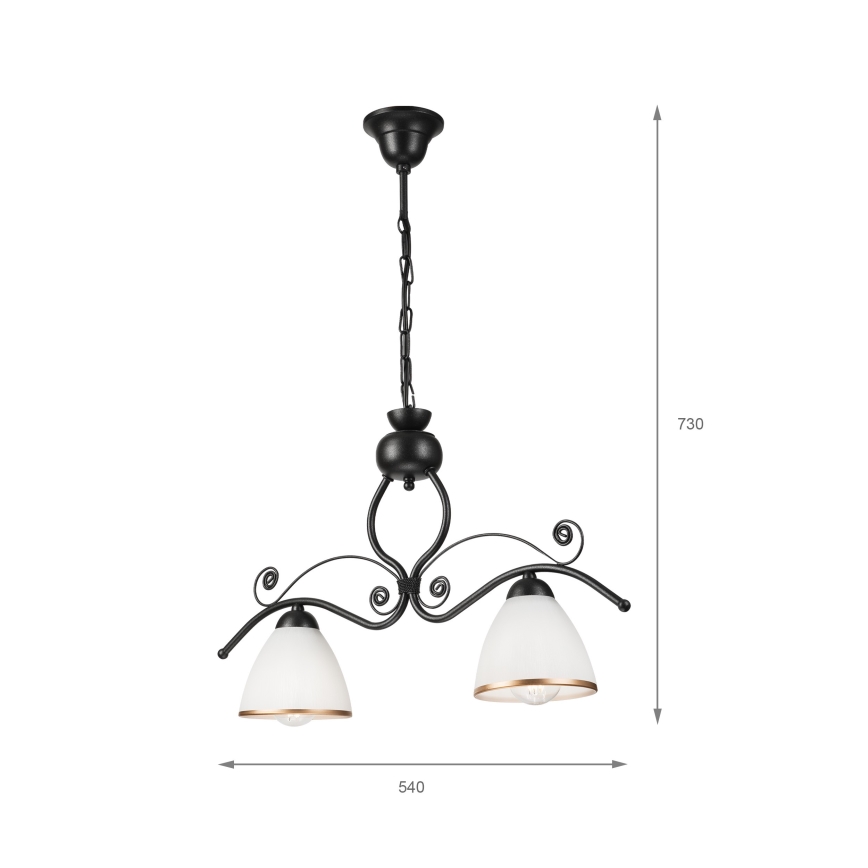 Luster na lancu RETRO 2xE27/60W/230V crno