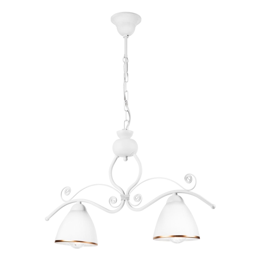 Luster na lancu RETRO 2xE27/60W/230V mat bela