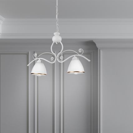 Luster na lancu RETRO 2xE27/60W/230V mat bela