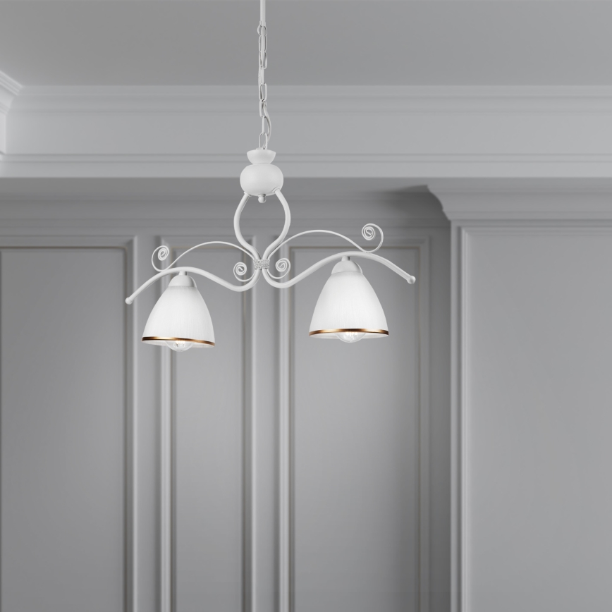 Luster na lancu RETRO 2xE27/60W/230V mat bela