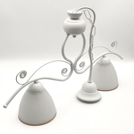 Luster na lancu RETRO 2xE27/60W/230V mat bela