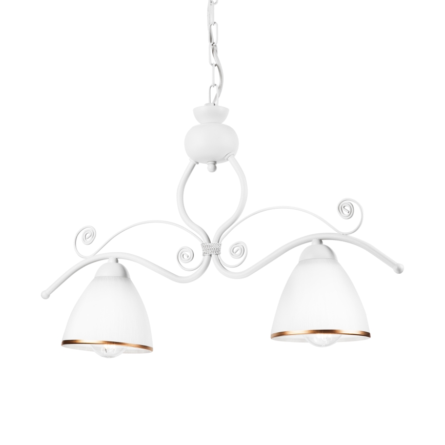 Luster na lancu RETRO 2xE27/60W/230V mat bela