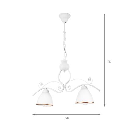 Luster na lancu RETRO 2xE27/60W/230V mat bela